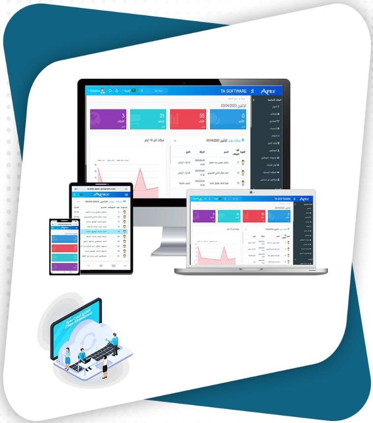 برنامج إدارة الحضور والانصراف السحابي للشركات والمؤسسات الحكومية والمدارس والجامعات والمستشفيات والانشطة التجارية والمصانع
