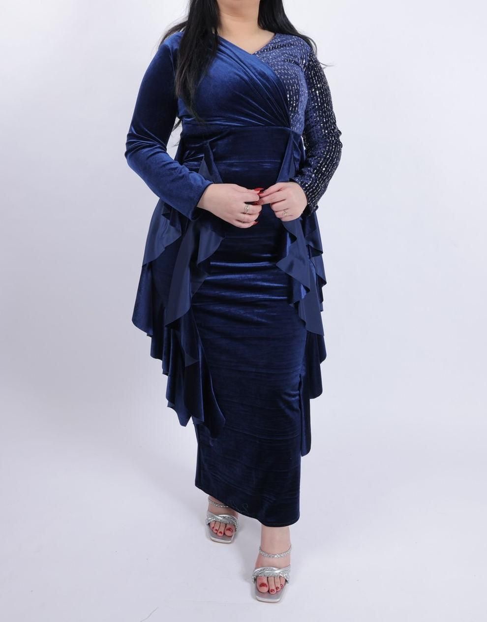 فستان نسائي فخامه قماش مخمل استرتش