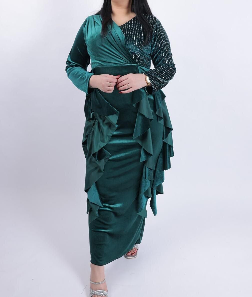 فستان نسائي فخامه قماش مخمل استرتش