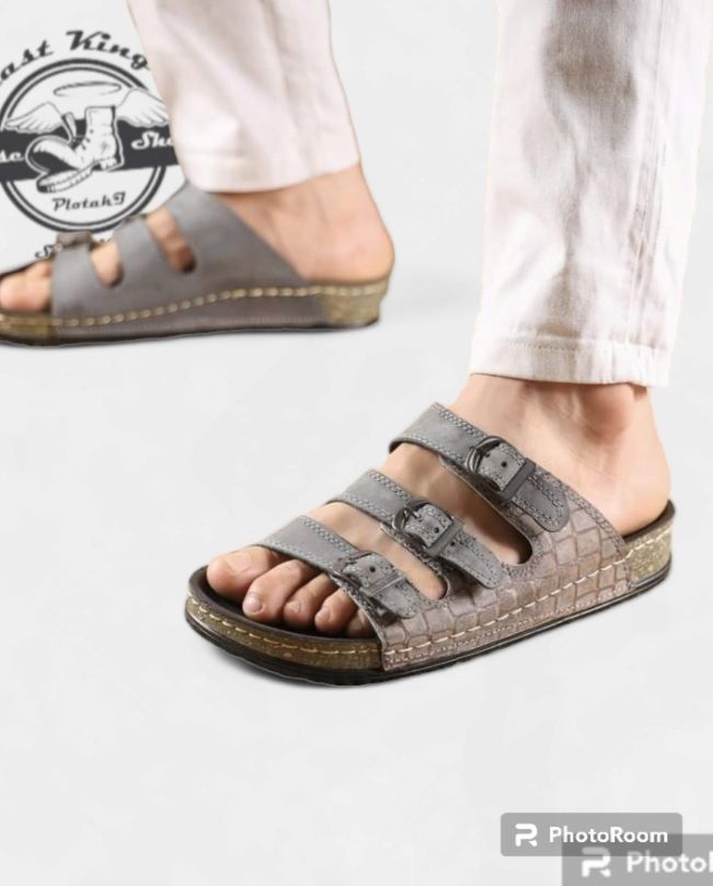 شبشب رجالي جلد طبيعي نعل طبي