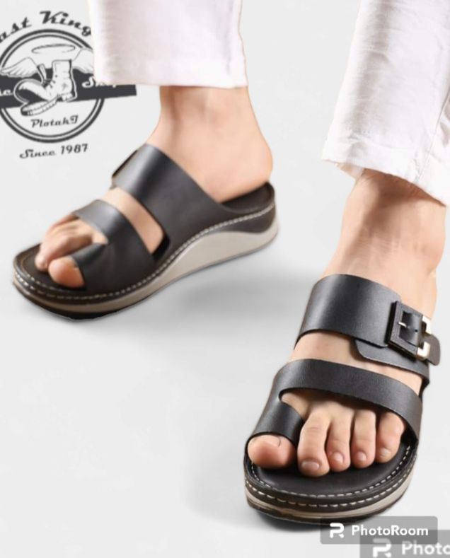 شبشب رجالي جلد طبيعي نعل طبي