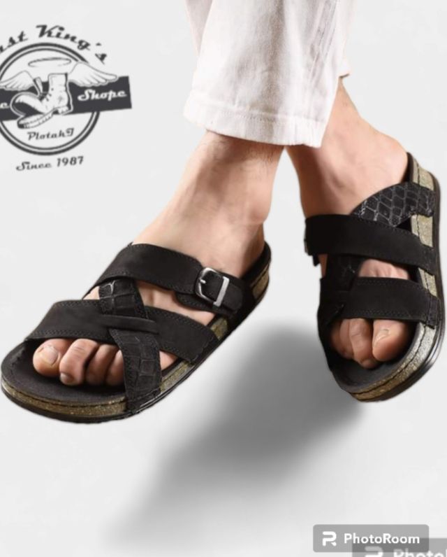 شبشب رجالي جلد طبيعي نعل طبي