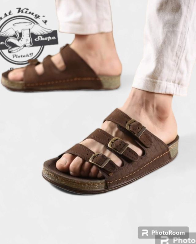 شبشب رجالي جلد طبيعي نعل طبي