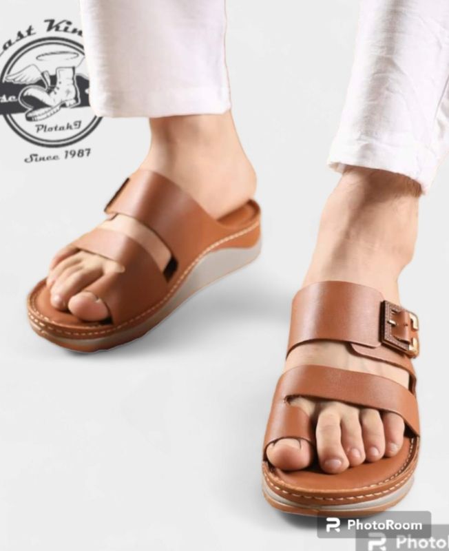 شبشب رجالي جلد طبيعي نعل طبي