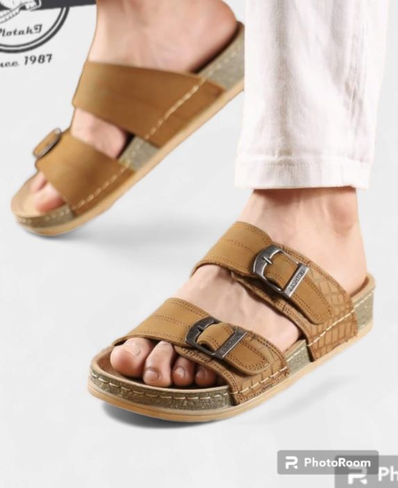 شبشب رجالي جلد طبيعي نعل طبي